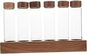 FUNNETOYU 6 Single Dose Bean Cellars Wooden Walnut Stand Airtight Lids for Coffee Tea Leaves Spices Freshness Preserved Storage