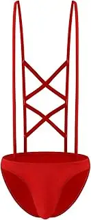 [Evankin] Men's Sexy Brief Underwear Funny Lingerie Cross Back Jumpsuit Shoulder Strap Bodysuit Underpants