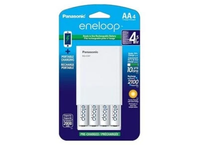 Eneloop USB Fast Charger With 4 AA NiMH Batteries, Power Bank