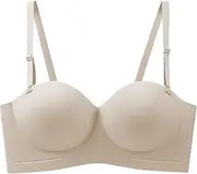 [Generic] Women's Sexy Half Cup Seamless Detachable Strapless Bra for Women with Small Chest Enhancement and No Ring Strong Support Sports Bras for Women