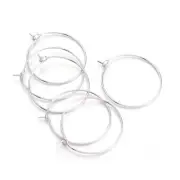 100pcs Platinum Tone Brass Earring Hoops Wine Glass Charm Rings Nickel Free 25mm