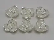 25 Ivory Acrylic Pearl FlatBack Flower Cabochons 20mm Scrapbook Craft