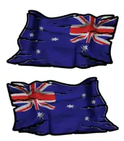 AUSSIE RIPPED FLAG DECAL left and right facing SIZE 80MM BY 40 MM STICKER
