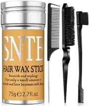 Hair Wax Stick & Brush Combs Kit -4Pcs Non-Greasy Wax - Edge Brush for Finishing