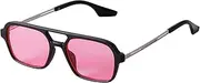 [VIA LEECA] Vintage 70s Rectangle Sunglasses Women Men Retro Square Aviator Sunglasses UV400 Protection Shades