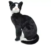 ✨ Tuxedo Cat Stuffed Animal Plush Black & White Kitten 14 in. Polyester Fabric