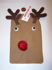 drawstring POUCH BAG christmas GIFT CARD HOLDER holiday wrap fabric REINDEER 7X3