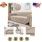 Durable Pet Scratch Proof Sofa Cover - Waterproof & Comfortable, Khaki 71"x150"