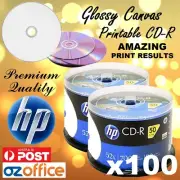 PREMIUM 100 x HP CD-R GLOSSY Printable CD Discs 52X 80mins Blank CD R