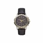NEW SEIKO SILVER+GOLD 2 TONE,BLACK CROC LEATHER BAND,CHRONO. SOLAR WATCH SSC456