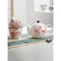 在飛比找ETMall東森購物網優惠-日本進口陶瓷茶具美濃燒ceramic 藍日式和風浪漫櫻花茶壺