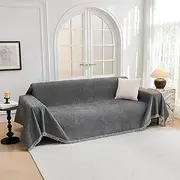 MYSKY HOME Couch Cover Sofa Covers Couch Covers for 3 Cushion Couch Sofa Pet Friendly L Shaped Couch Cover Sectional Couch Cover Non Slip Dogs Furniture Protector for Kids, Dogs, 91"x134", Dark Grey