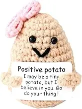 Emotional Support Potato,Positive Pickle,Christmas Positive Gift,Positive Doll Cheer up Gifts for New Year Gift Birthday Gifts Friends Party Decoration (Potato with Bow)
