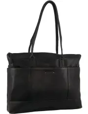 [PIERRE CARDIN] Leather Computer Bag in Black