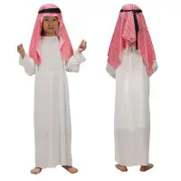 在飛比找蝦皮商城精選優惠-限定阿拉伯服裝兒童白色頭巾套裝傳統阿聯酋王子服飾cos長袍中