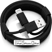 FUPYWP Car iPhone Carplay Cable, Car Charger Cord, USB A to Lightning Cable Fast Charging & Data Transfer for iPhone 14/13/12/11 Pro Max XR XS X 8 7 6 Plus SE Tangle-Free,3ft Black