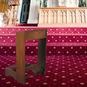 Folding Silk Screened Padded Kneeler for Church or Home Use Walnut Stain 32 In