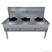 GasMax Stainless Steel Waterless Nature Gas Triple Wok - Woks (WW-3N) - WW-3N