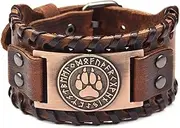 [BOSUGE] Charming Bracelet，Vintage Talisman Norse Viking Runes Wolf/Bear Paw Leather Bracelet for Men Women (Color : Bear Claw Brown) (Color : Brown)