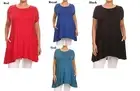 Plus Size Ladies Misses Black Red Royal Teal Short Sleeve Tunic Top 1XL 2XL