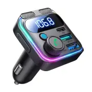 FM Transmitter Dual Mics & HiFi Bass 48W PD&QC3.0 USB C Bluetooth 5.3 Car S8P6