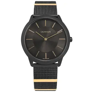 CK 典藏品味 簡約時尚 米蘭編織不鏽鋼手錶-鍍黑/40mm