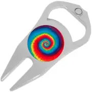 Tie Dye Swirl Golf Ball Marker Divot Repair Tool Bottle Opener