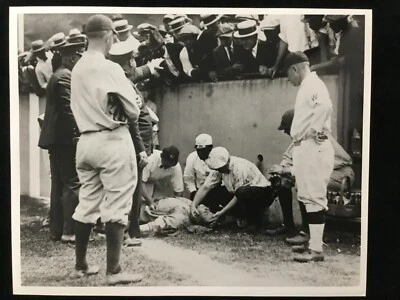 Babe Ruth Knocked Out New York Yankees Baseball 8x10 Black and White Photo