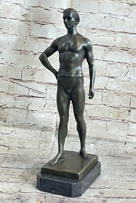 Signed Artwork Athletic Roman God Bas Statue Figurine Bronze Sculpture Figurine