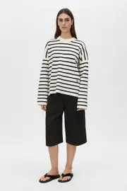 Oscar Knit Sweater in Cream Stripe - CAMILLA AND MARC® C&M