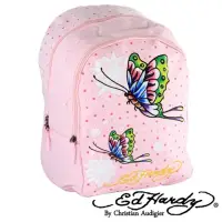 在飛比找momo購物網優惠-【Ed Hardy】印刷蝴蝶花朵雙層小背包粉色款(限量出清 