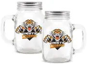 Wests Tigers NRL Glass Mason Jar with Handle