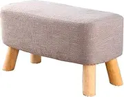 Comfortable Upholstered Footstool Ottoman Solid Wood Bench for Dressing Table, Fabric Sofa Stool, Change Shoe Bench - High Load Bearing 60x30x35cm
