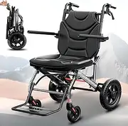 Wheelchair Foldable Lightweight Folding Transport Wheelchair, Narrow Rollator for Home, Seat Width 43cm, Footrests and Armrests Foldable, Travel Wheelchair, Wheelchairs Load Capacity 150 kg