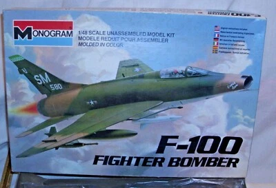 MONOGRAM F-100 FIGHTER BOMBER MODEL AIRPLANE KIT BOXED 1/48 NEW 5424