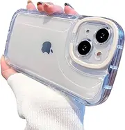 Ownest Compatible for iPhone 15 Case with Clear Kickstand Creative Protective Design Case with Camera Holder for TPU Slim Shockproof Cool Phone Case for iPhone 15-White
