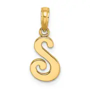 14K Yellow Gold 14Ky Script Letter S Initial Pendant