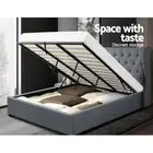 King Size Upholstered Bed Frame Gas Lift Base Tufted Headboard Fabric Platform