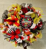 "Juneteenth-Know Your History!" Handmade Deco Mesh Wreath