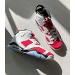 AIR JORDAN 6 RETRO "CARMINE" （GS）白紅 胭脂 2021復刻 384665-106