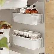 2 Pcs Under Sink Organiser, Pull Out Kitchen Cupboard Organiser, Slide Out Cabinet Storage Baskets, Kitchen Sink Organiser, Plastic Spice Rack Organiser, Storage for Kitchen Bathroom Office