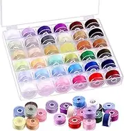 Swpeet 36Pcs 36 Colors Polyester Prewound Bobbins Sewing Set with Bobbin Box, Sewing Thread Bobbins, Pre-Wound Bobbins Compatible with Brother/Babylock/Janome/Elna/Singer Embroidery Machine, Size A
