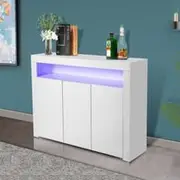 LED High Gloss White Buffet Kitchen Cabinet Sideboard Cupboard White