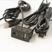 1.5M Car Dash Flush Mount AUX Type C Dual USB Port Panel Extension Cable Adapter (for: Honda Civic)
