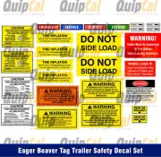 Eager Beaver Tag Trailer Safety Decal Set. Good for Eager Beaver 10, 12, 20, 25