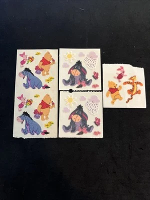 Vintage SANDYLION Disney Winnie The Pooh Eeyore Fuzzy & Prism Stickers