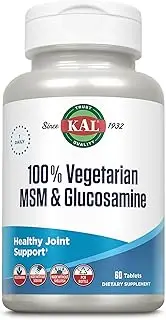 KAL 100% Vegetarian MSM and Glucosamine Tablet, 500 mg, 60 Count