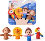 Ms. Rachel Finger Puppets Zoo Friends 4-Pack Lion, Monkey & Parrot New Toy Gift