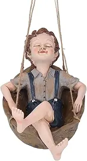 Hanging Boy Statue, Hanging Garden Statue, Resin Boy Statue Swing Ornaments, Hand Painted Rainproof Windproof Resin Outdoor Hanging Statues, Garden Statue