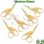 6 Stork Sewing Embroidery Scissor 3.5", Gold Plated